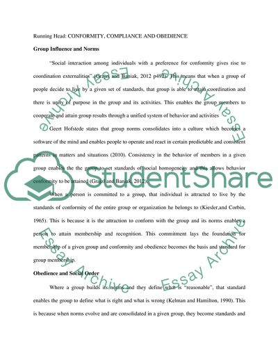 Social Psychology of Conformity, Compliance and Obedience