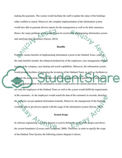 Benefits of Implementing Information System in the Outback Tours