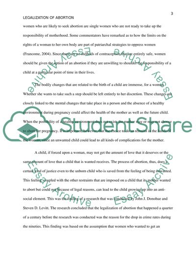 The legalization of abortion