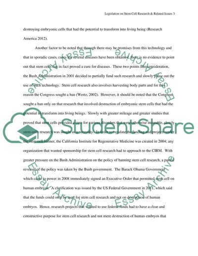 Legislation on Stem Cell Research & Related Issues