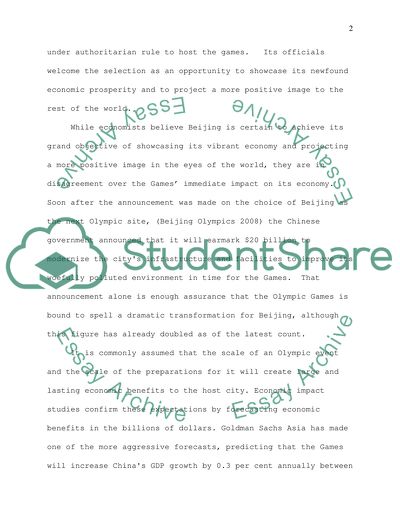 Olympic games and Chinese economy