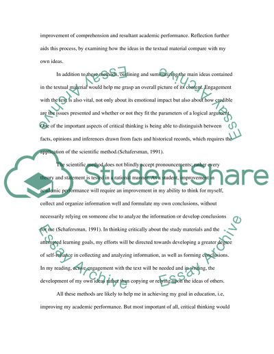 Critical Thinking: Strategies I Will Adopt To Improve My Academic Performance