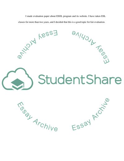 Evaluation Essays Analysis