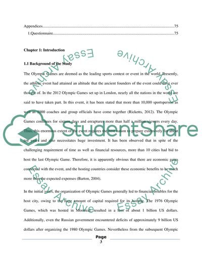 Cost and benefit of the London Olympic 2012