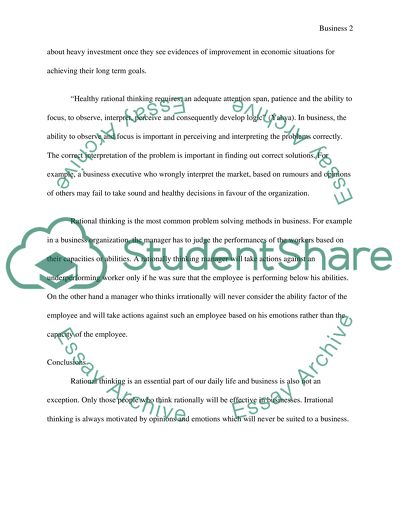 Rational thinking in Business