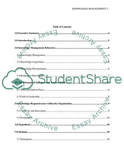 Knowledge Management, Organizational Trust, Creativity and Innovation