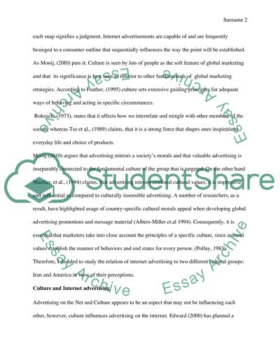 Internet advertising in relation to Cultural groups (Iran vs.USA)