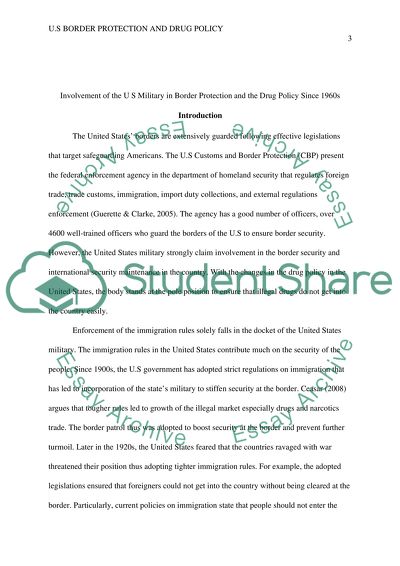 Involvement of the U.S Military in Border Protection and the Drug Policy Since 1960s