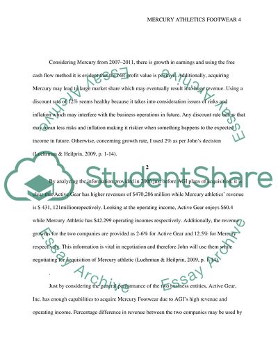 Mercury Athletics Footwear: Corporate Valuation