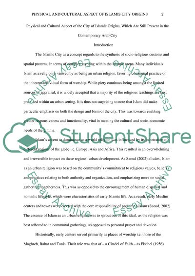 Physical and Cultural Aspect of the City of Islamic Origins