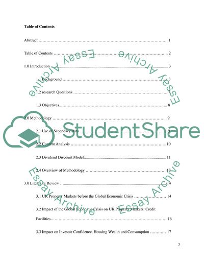 The Global Financial Crisis: Impact on Property Markets in the UK