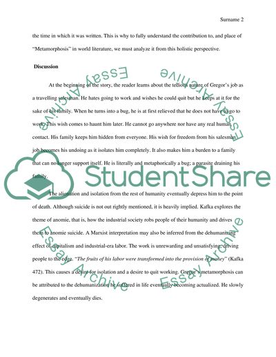 Marxist Themes and the Loss of Humanity in Kafkas The Metamorphosis