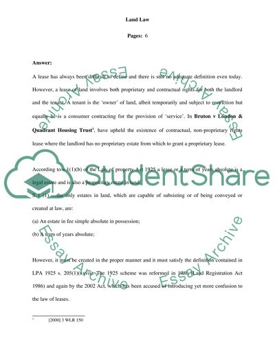 Fundamentals of Land Law: Lease of Land