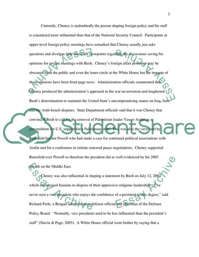 Dick cheneys influence on foreign policy in the white house