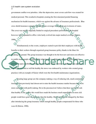 U.S. HEALTH CARE SYSTEM EVOLUTION