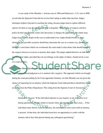 Miranda v. Arizona (1966) and Dickeson v. U.S. (2000)