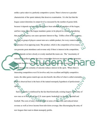 The Market Structure of Professional Team Sports
