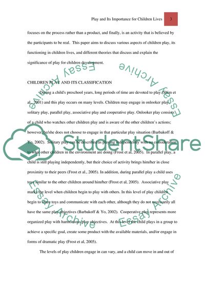 Play and Its Importance for Children Lives