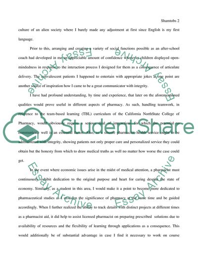 A Motivation Letter for California NorthState College of Pharmacy