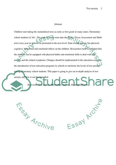 Standardized STATE Testing and Stress