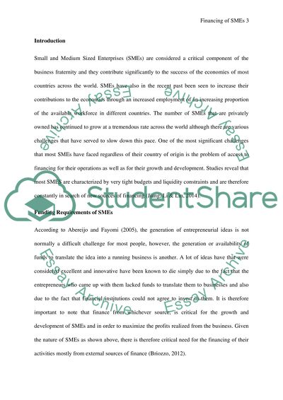 Financing of Small and Medium Size Enterprises