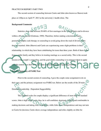 A Summary on Couples Practicum