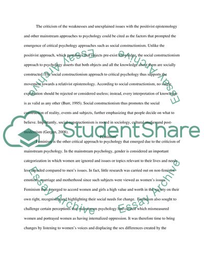 Different Approaches in Critical Psychology