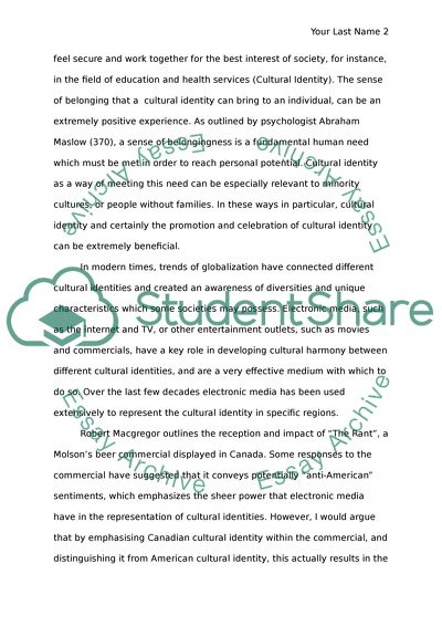 Promoting Cultural Identity: A Comparison Between America and Canada as Represented