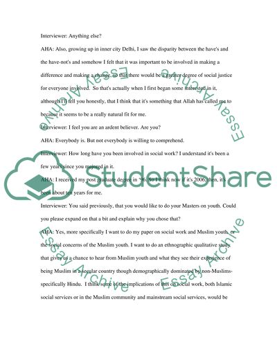 Interview with a professional social worker Ali Haider Ali