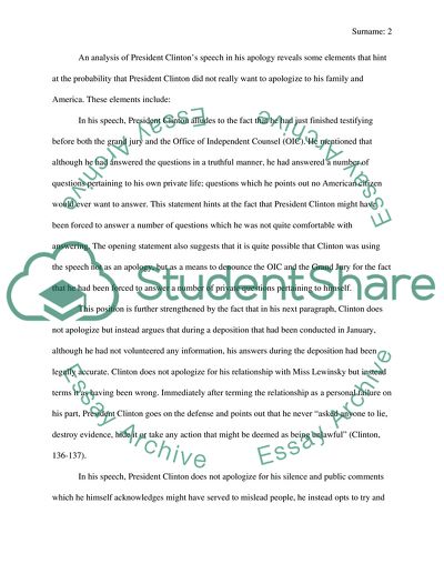 Not Real Apology: President Clinton Speech