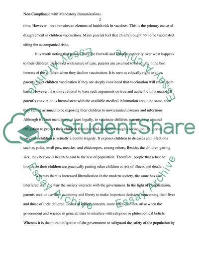 Impact of Non-Compliance with Mandatory Immunizations