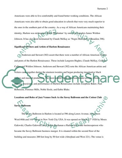 Development of Harlem as a Cultural and Artistic Center for African Americans