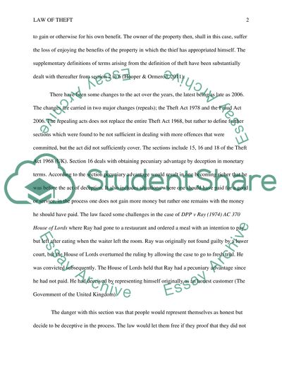 Evaluating the Law of Theft