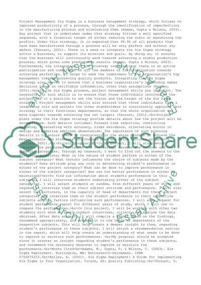 Six Sigma as a Management Strategy