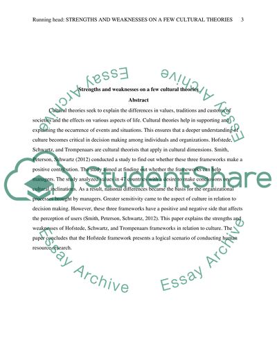 Strengths and Weaknesses of Cultural Theories