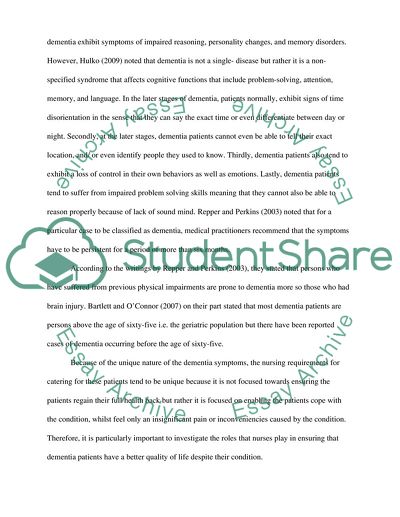 Life of Dementia Patients