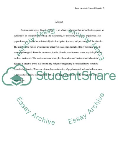 Psychological Treatments and Posttraumatic Stress Disorder