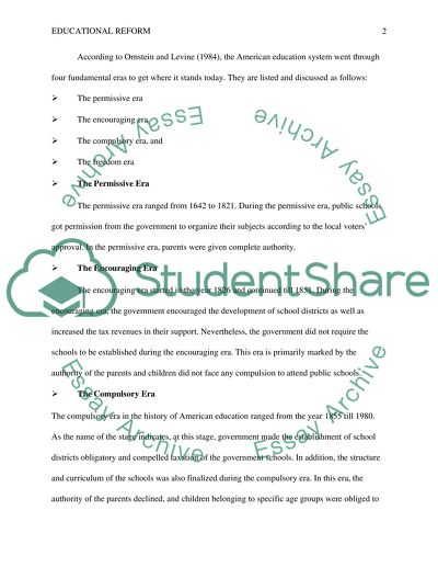 Educational Reform in America