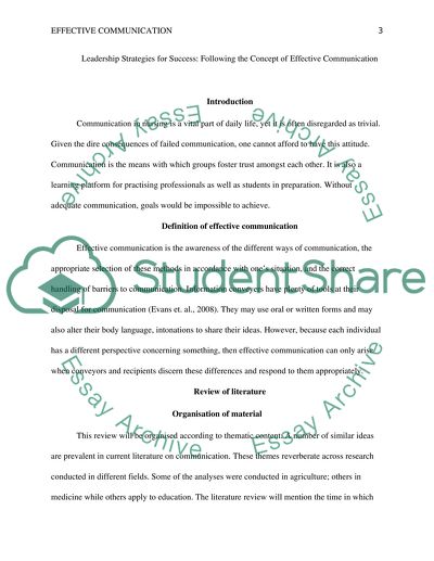 Leadership Strategies for Success: Following the Concept of Effective Communication