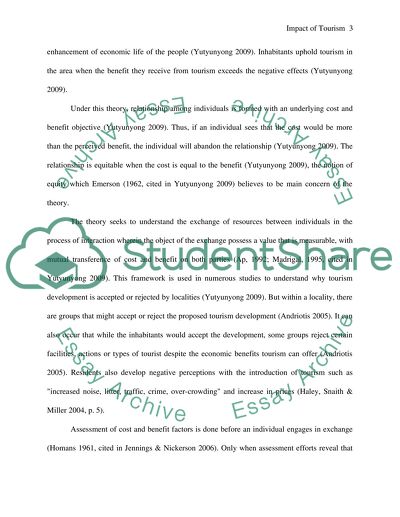Impacts of toursim on locals