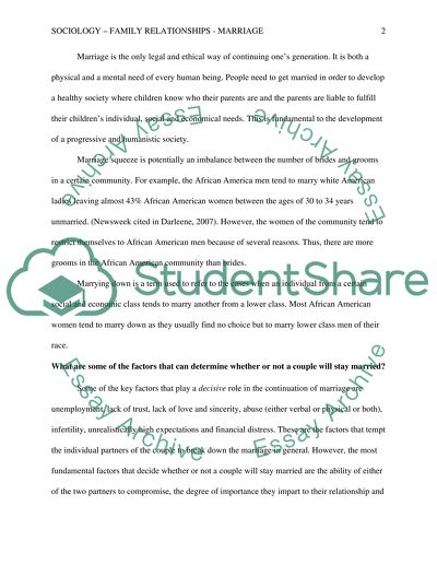 Sociology - Family Relationships - Marriage