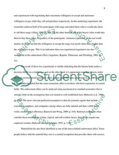 Endowment Effect, Behavioural, and Standard Economics Theories