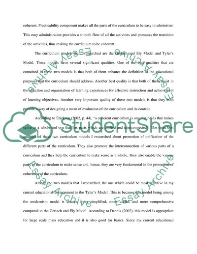 Enusring Coherence in Curriculum