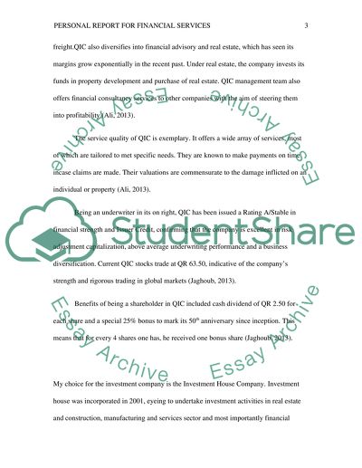 Personal Report for Financial Services