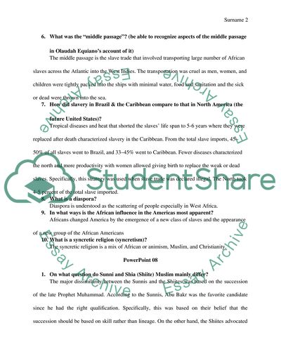 Study Guide History Questions
