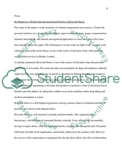 A Written Episode from Social Practice at Riverside House