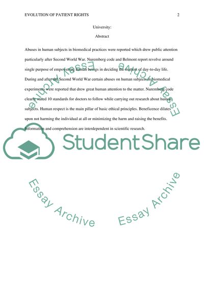 EVOLUTION OF PATIENT RIGHTS