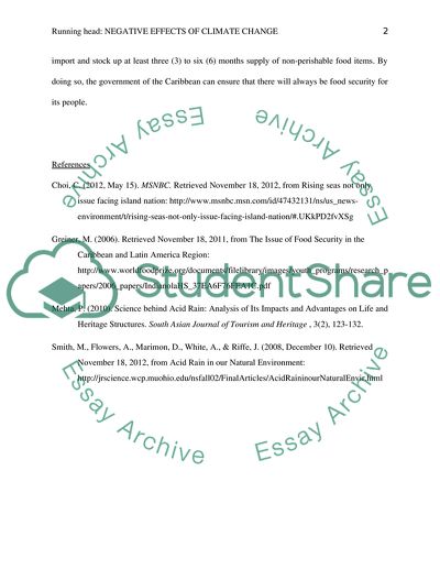 The Negative Effects of Climate Change on Food Security in the Caribbean