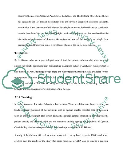 Diseases like Autism: Applied Behavior Analysis Training