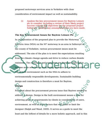 Baytree Procurement for MSA Project